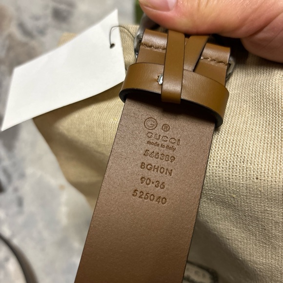 GUCCI 546389 INTERLOCKING LEATHER BELT BROWN - Picture 3 of 6